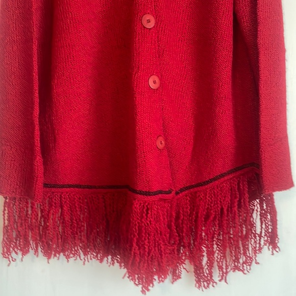 Roni Bis Red Fringe Cardigan M-L - Picture 4 of 7